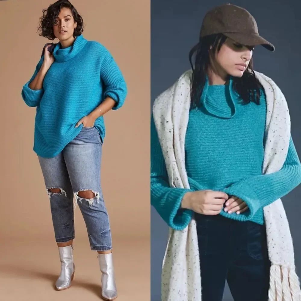 Anthropologie Pilcro Cowl Neck Sweater Aqua